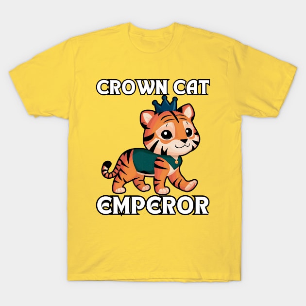 Cute Crown Tiger Cat Emperor T-Shirt by Estrella Design